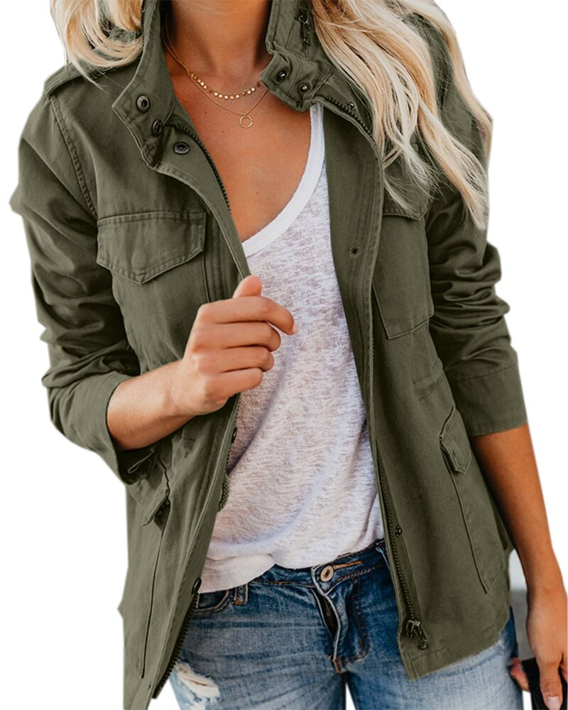 Veste mi-saison femme légèrement ajustée à poches latérales 1
