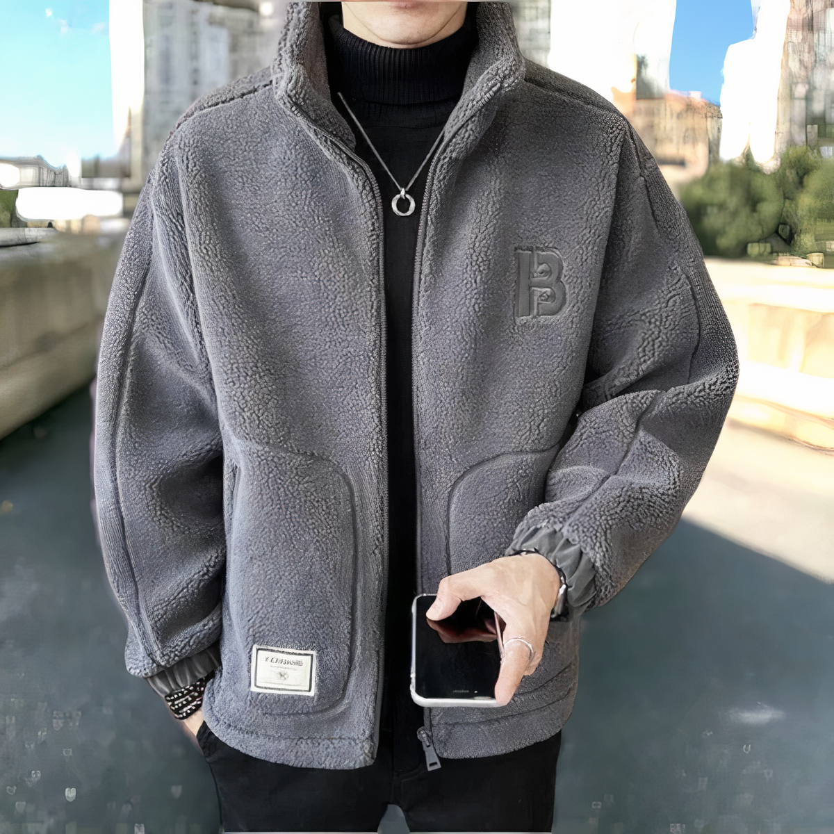 Veste polaire homme à col montant et fermeture zippée 1