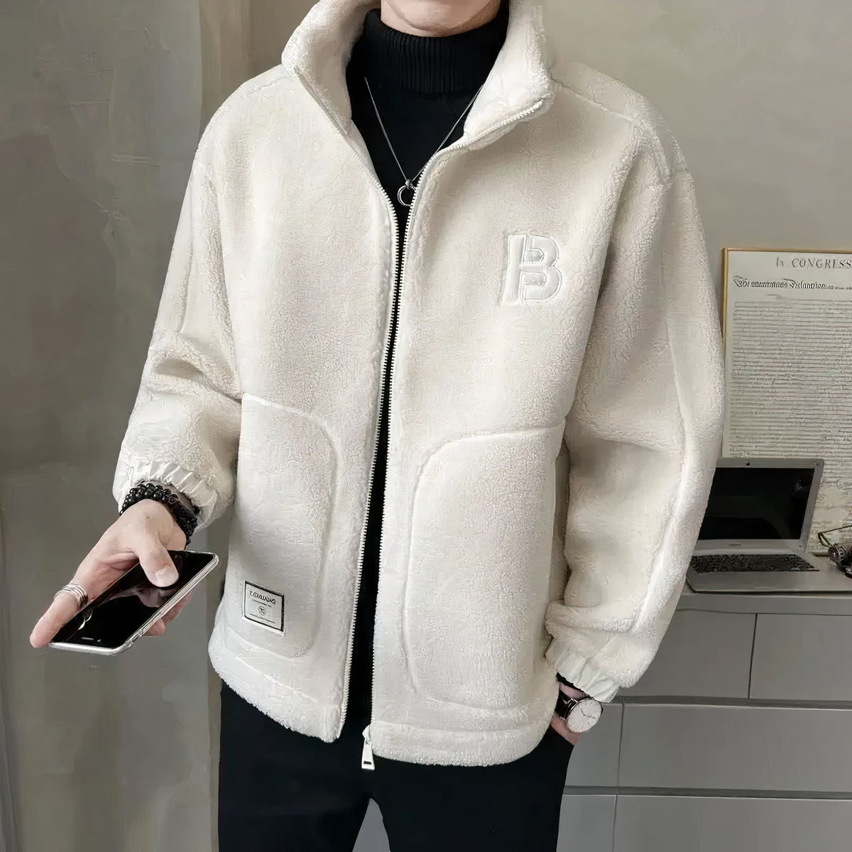 Veste polaire homme à col montant et fermeture zippée 2