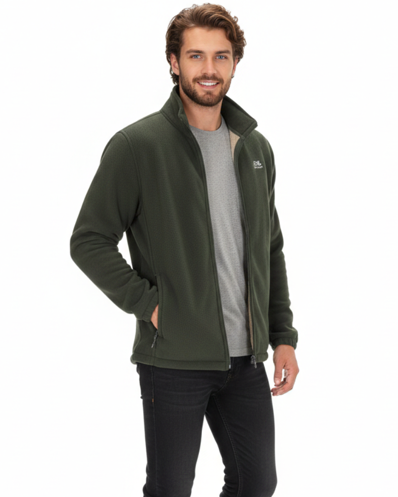 Veste polaire homme doublée sherpa à col montant et fermeture zippée 3