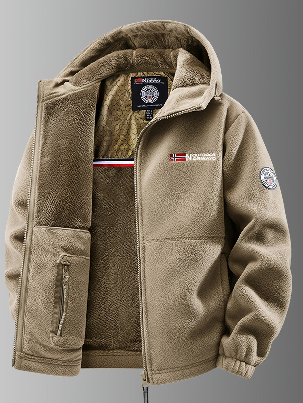 Veste polaire homme thermique coupe-vent à capuche 1