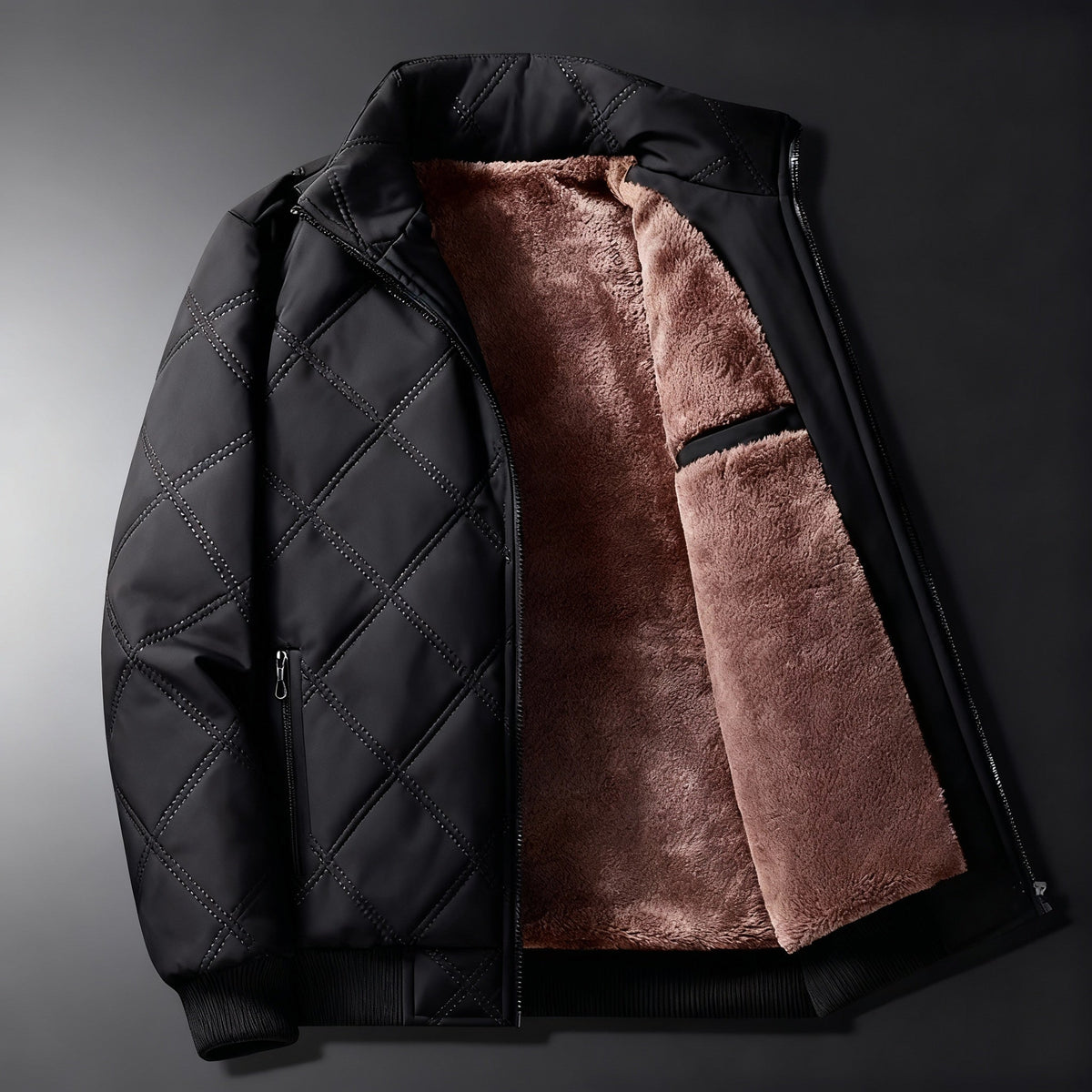 Veste polaire matelassée homme coupe-vent à fermeture zippée 1