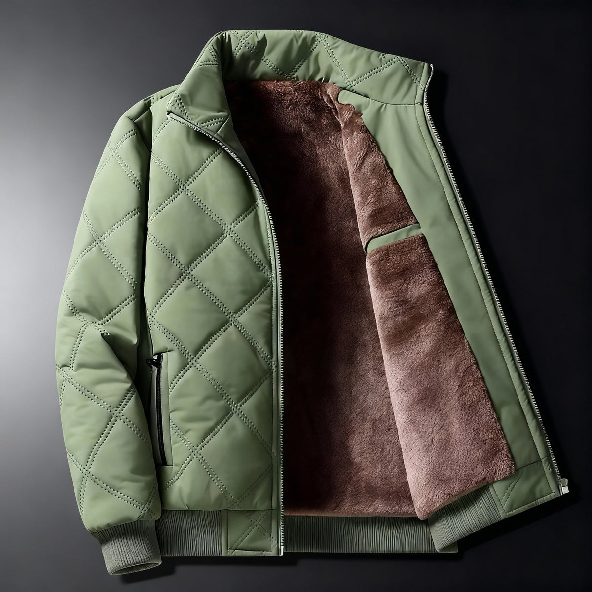 Veste polaire matelassée homme coupe-vent à fermeture zippée 3