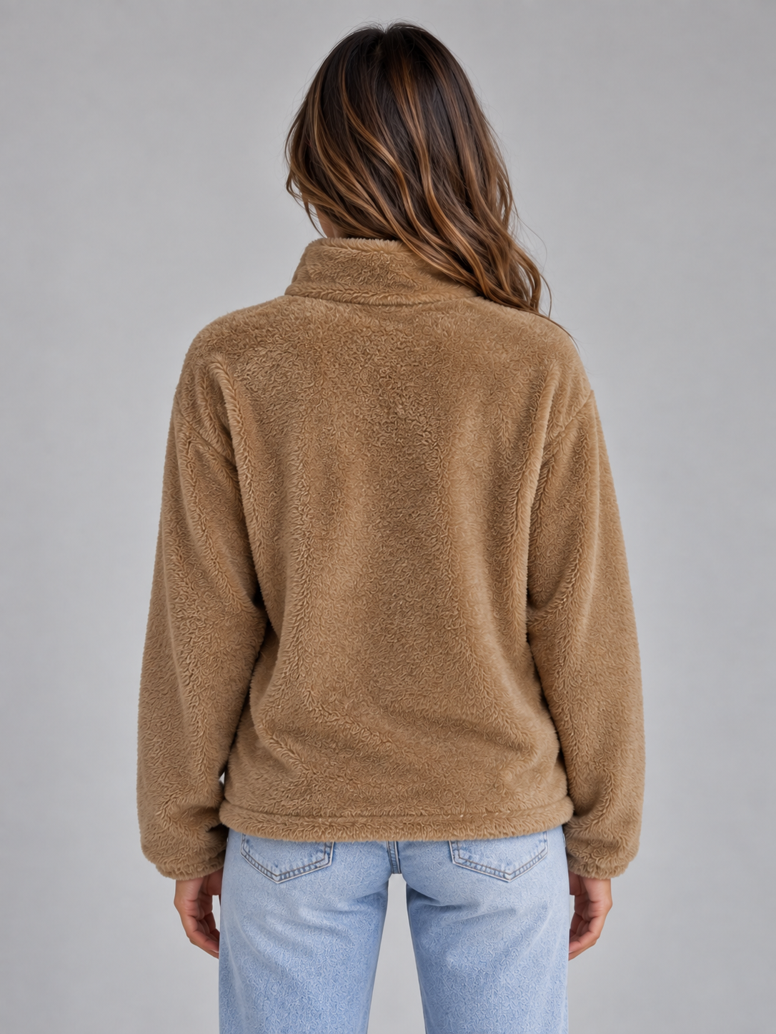 Veste polaire teddy femme à col montant et fermeture zippée 6