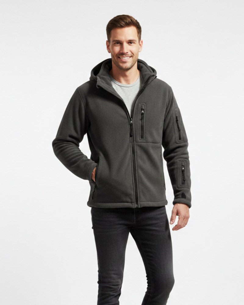 Veste polaire thermique homme militaire à capuche et poches 2
