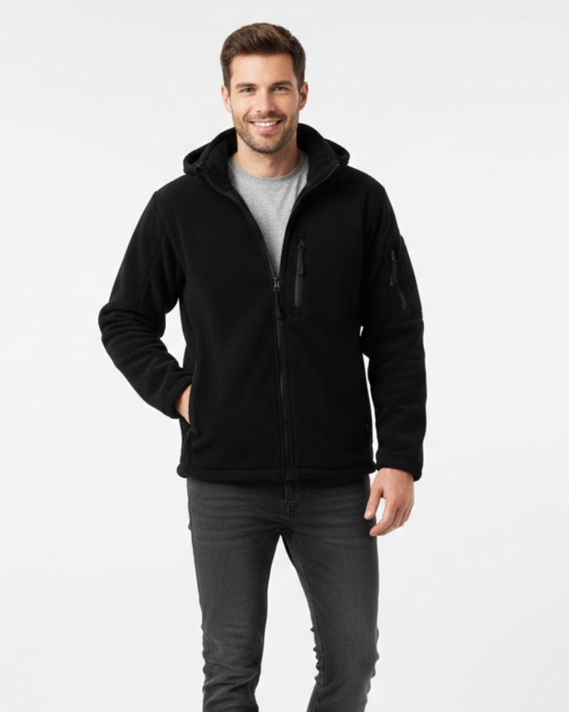 Veste polaire thermique homme militaire à capuche et poches 3