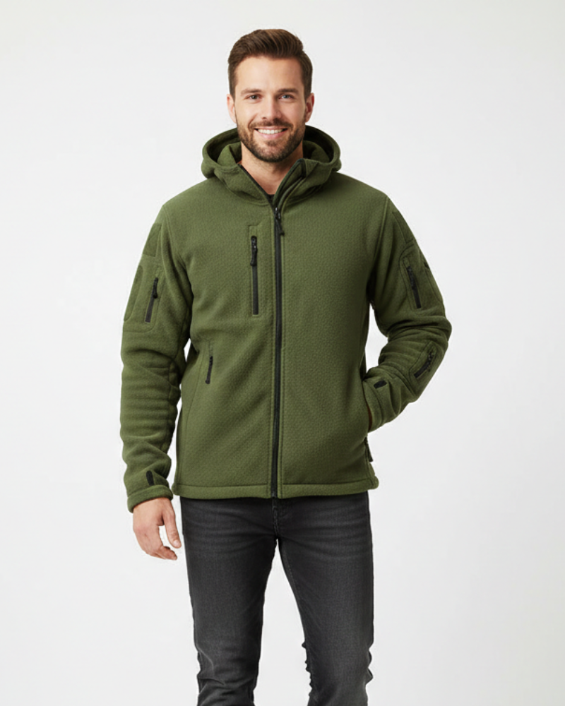 Veste polaire thermique homme militaire à capuche et poches 4