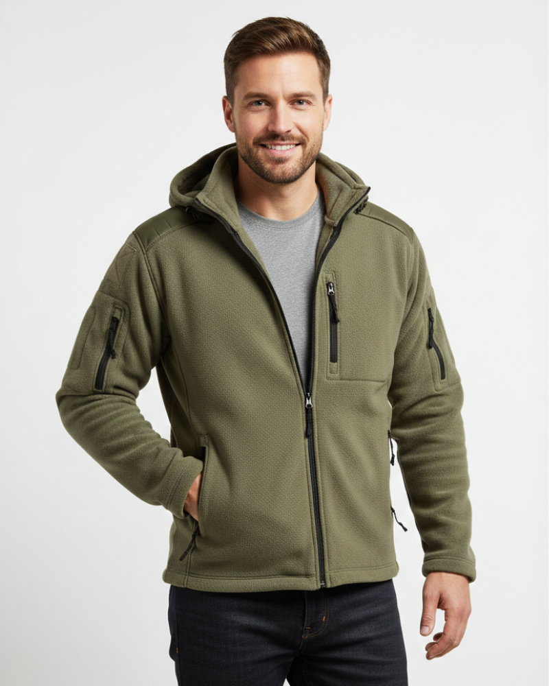 Veste polaire thermique homme militaire à capuche et poches 5