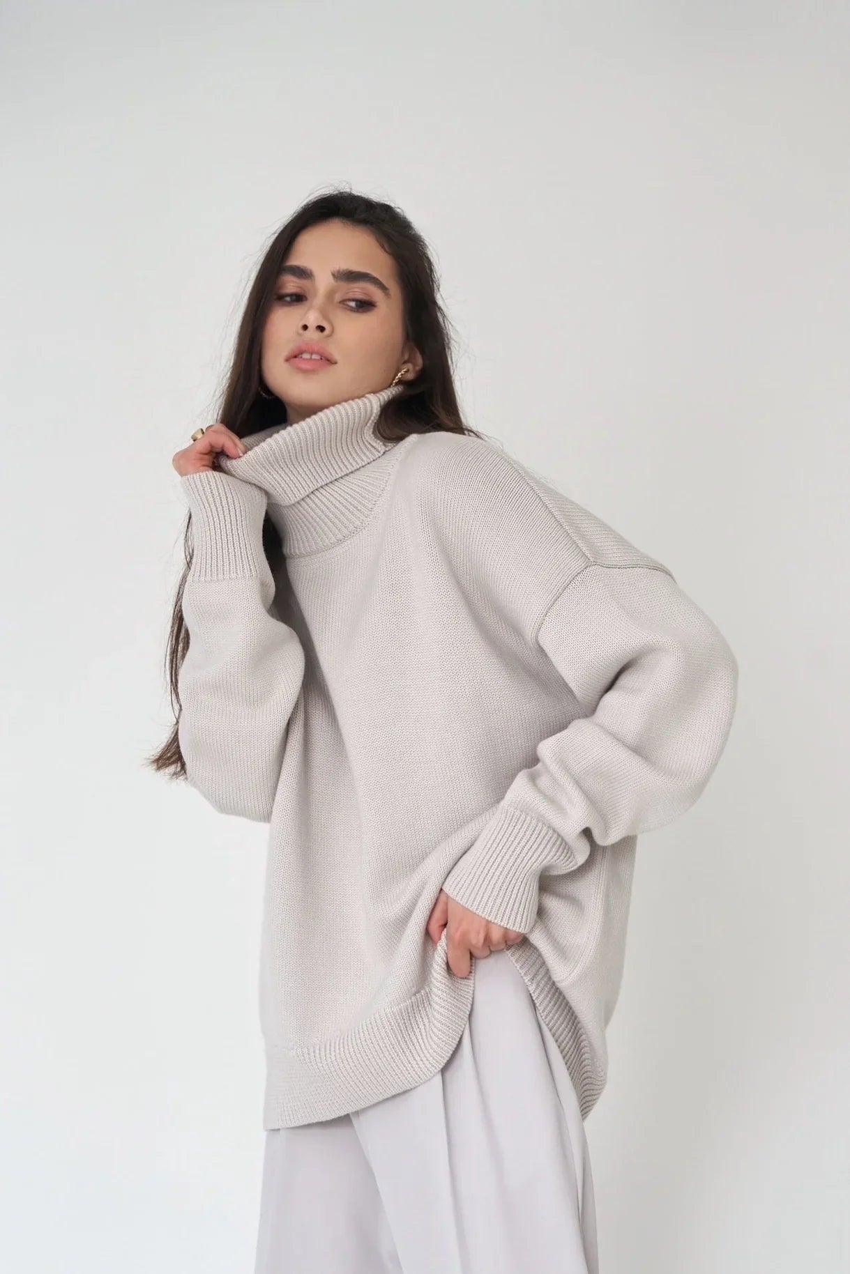 Adèle – Pull col roulé oversize femme