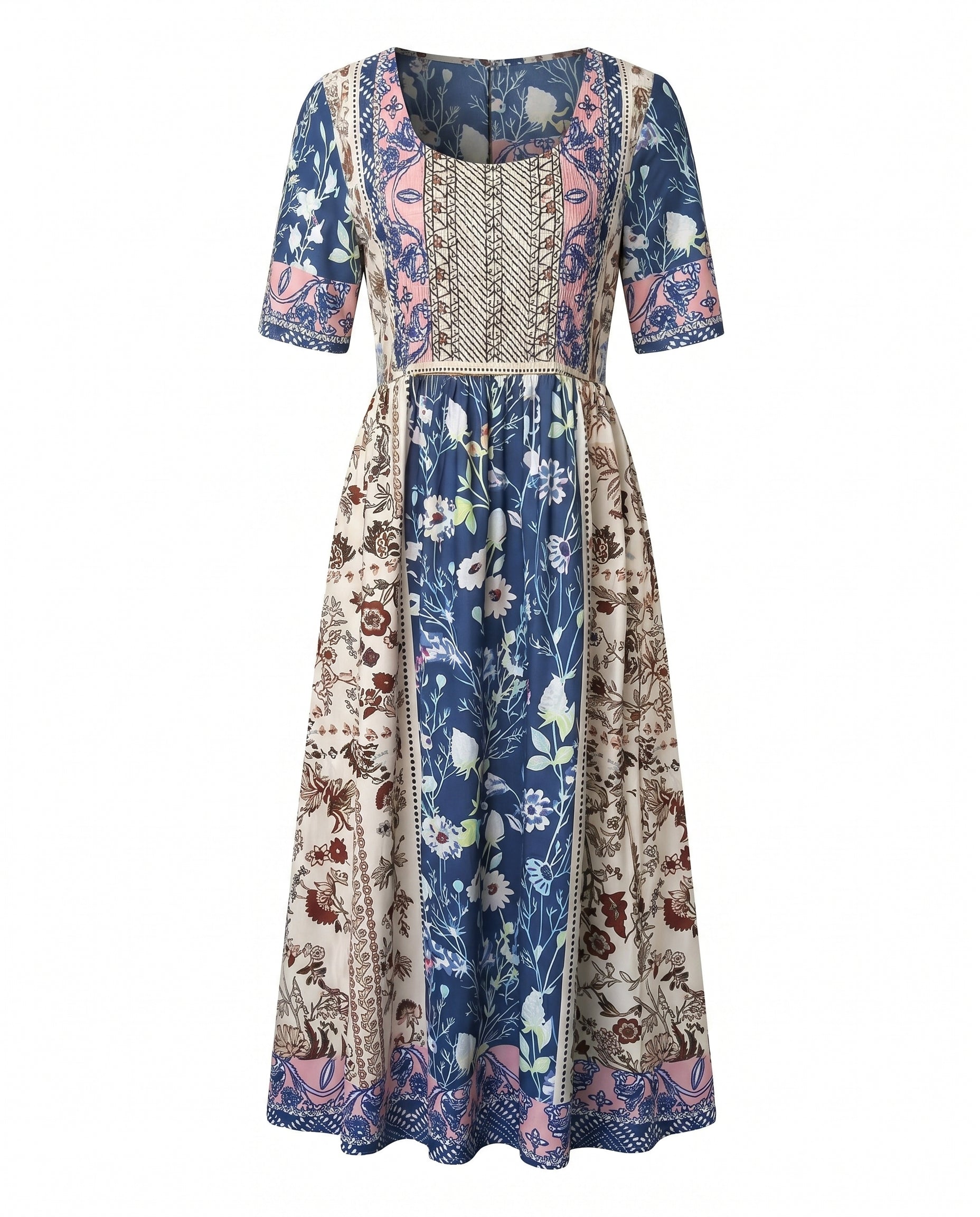 Anaïs – Robe midi d'été bohème à imprimé femme