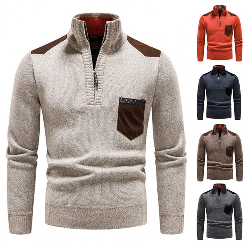 Pull pour homme à demi-zip élégant et confortable en maille coupe classique Louis