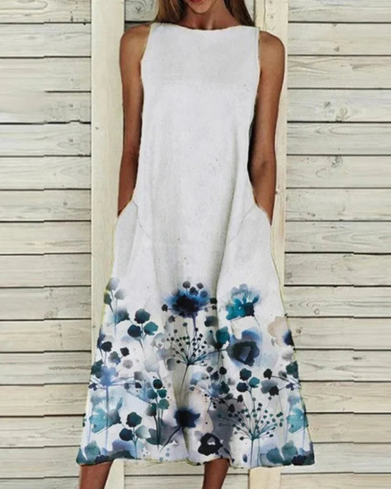 Élise – Robe midi d’été à motif floral femme