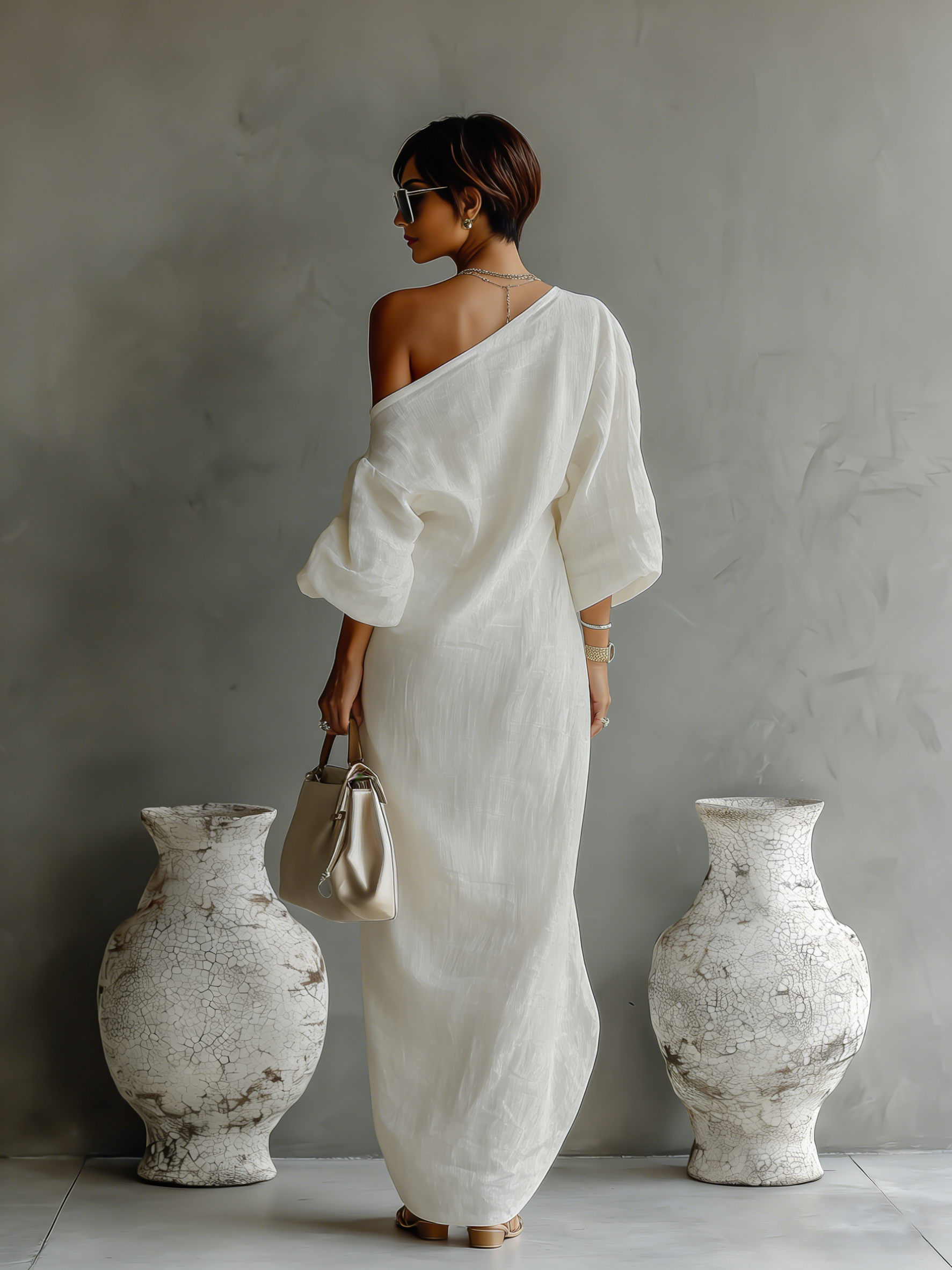 Léa – Robe élégante fluide à une épaule femme