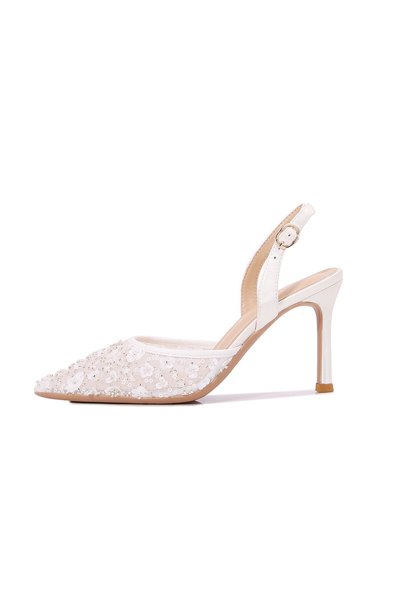 Alizée – Escarpins à Talons avec Dentelle Fleurie en Résille