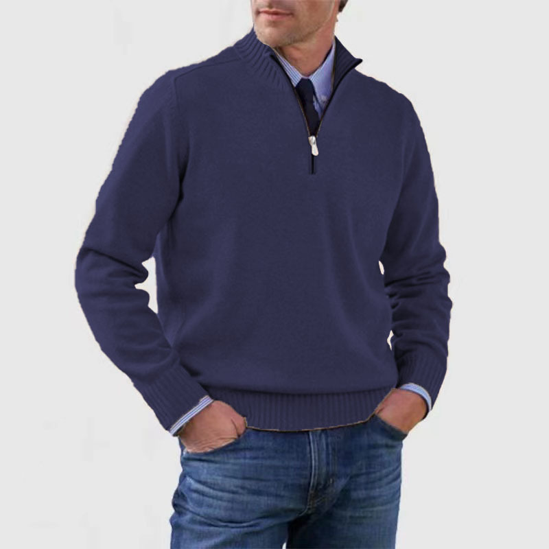 Pull demi-zip pour homme doux et chaud en maille coupe classique Lucien