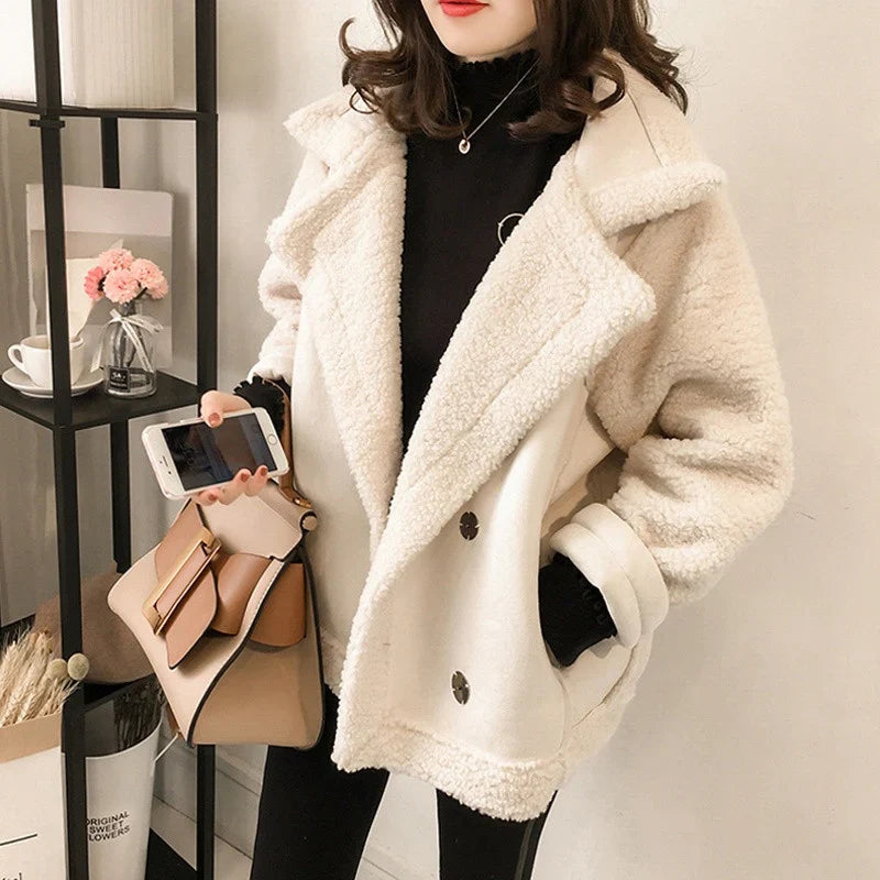 Anaïs – Manteau femme hiver en peau lainée