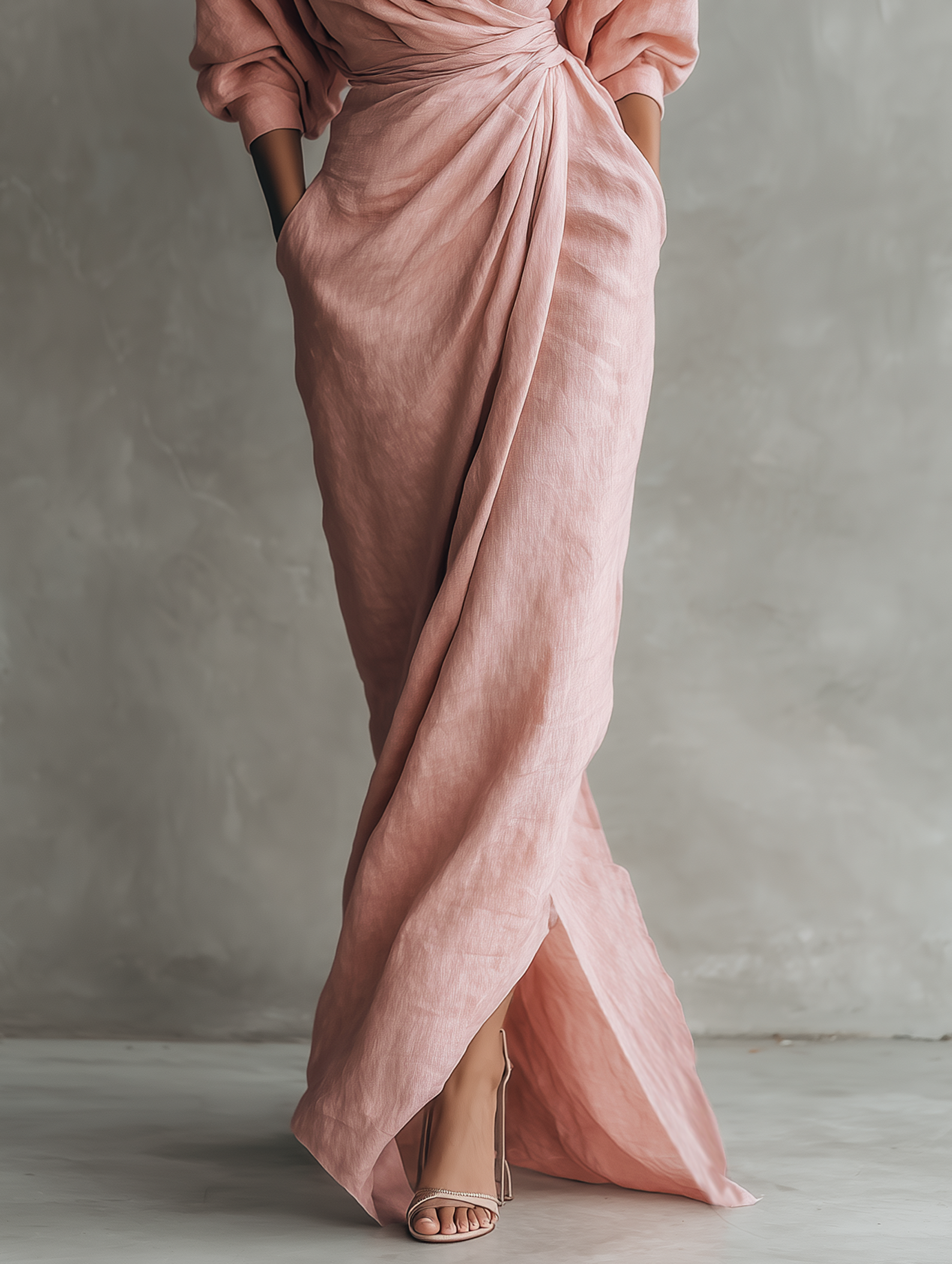 Manon – Robe maxi en mélange à col en V femme