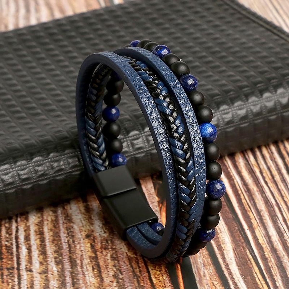 Noah – Bracelet tressé avec perles homme
