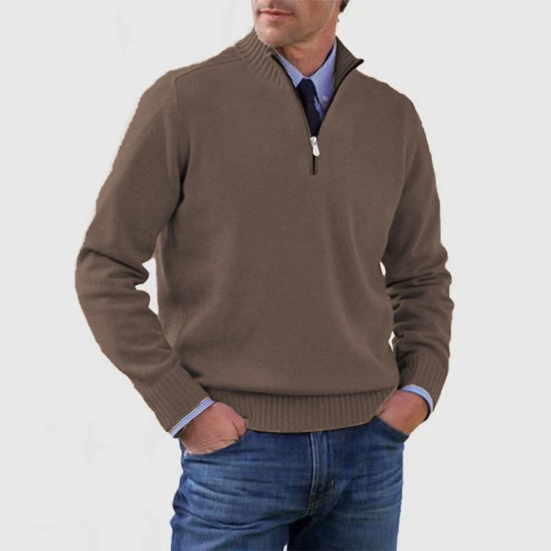 Pull demi-zip pour homme doux et chaud en maille coupe classique Lucien