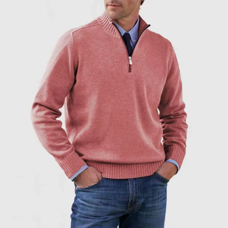 Pull demi-zip pour homme doux et chaud en maille coupe classique Lucien