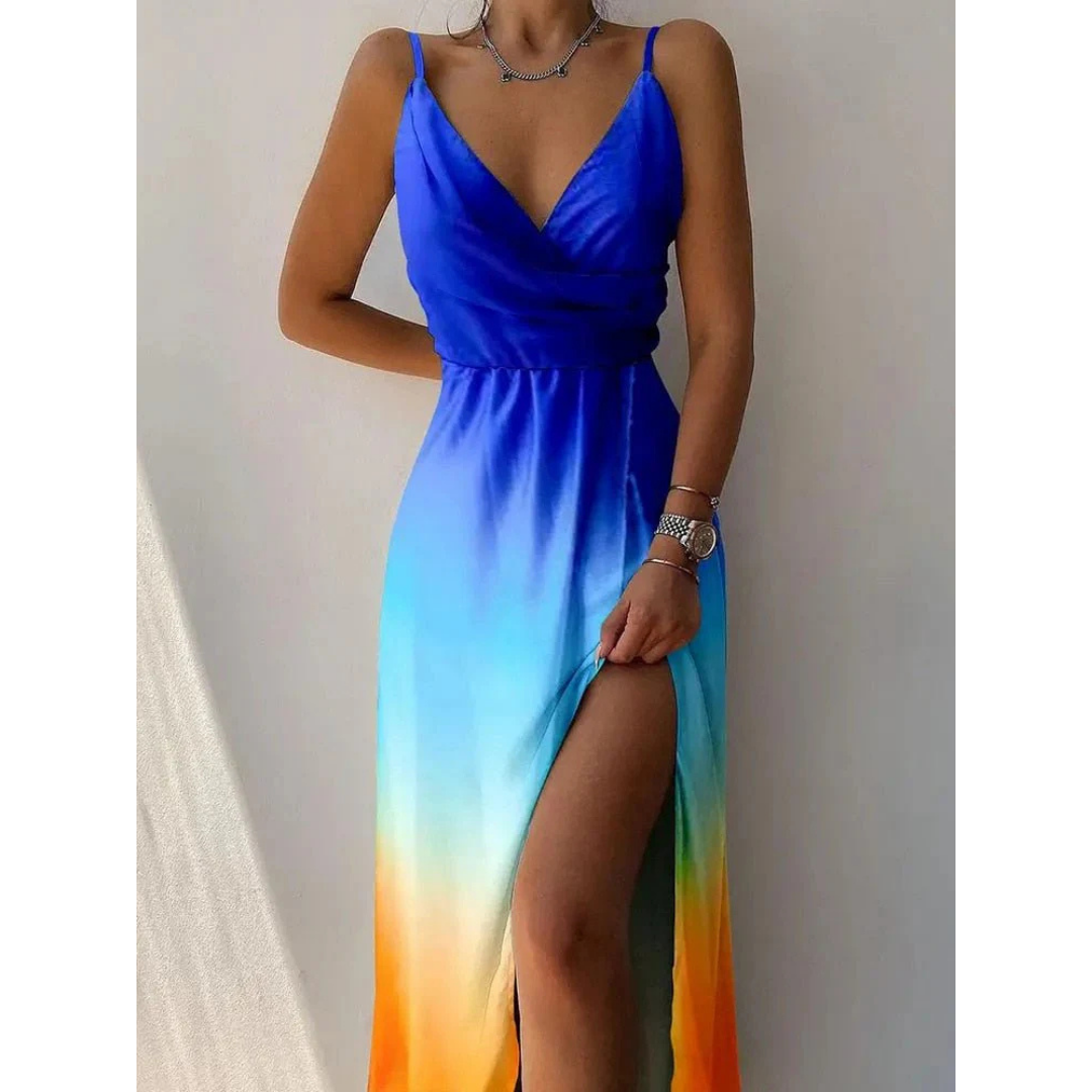 Chloé – Robe maxi d’été portefeuille à fines bretelles femme