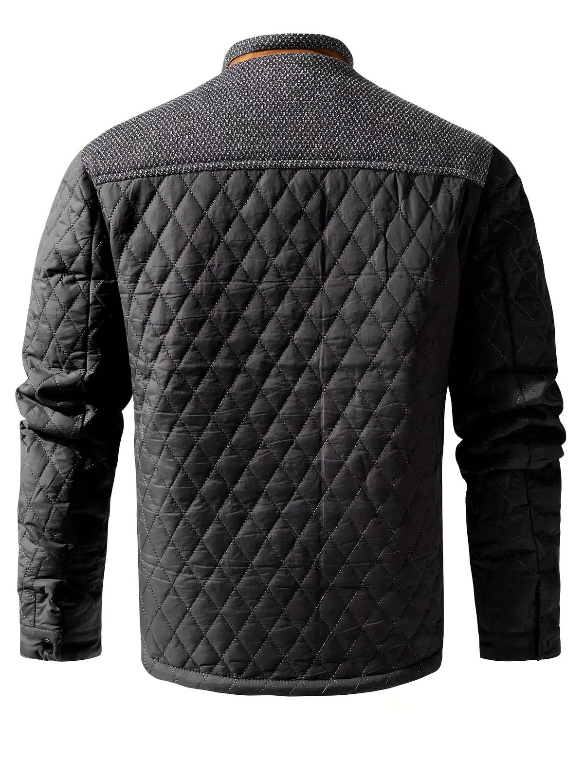 Doudoune homme matelassée courte à empiècements tricot et passepoils contrastants