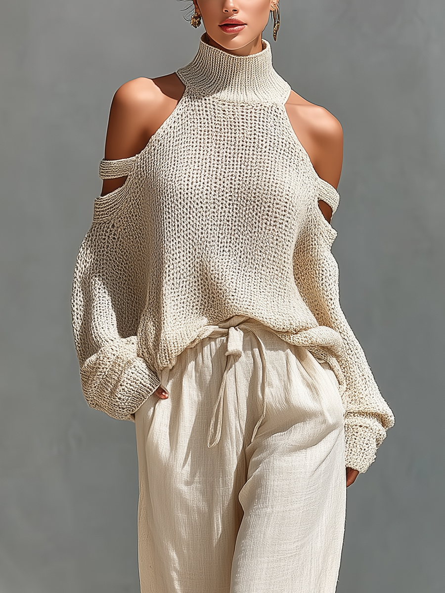 Élise – Ensemble d’été col roulé et pantalon large femme