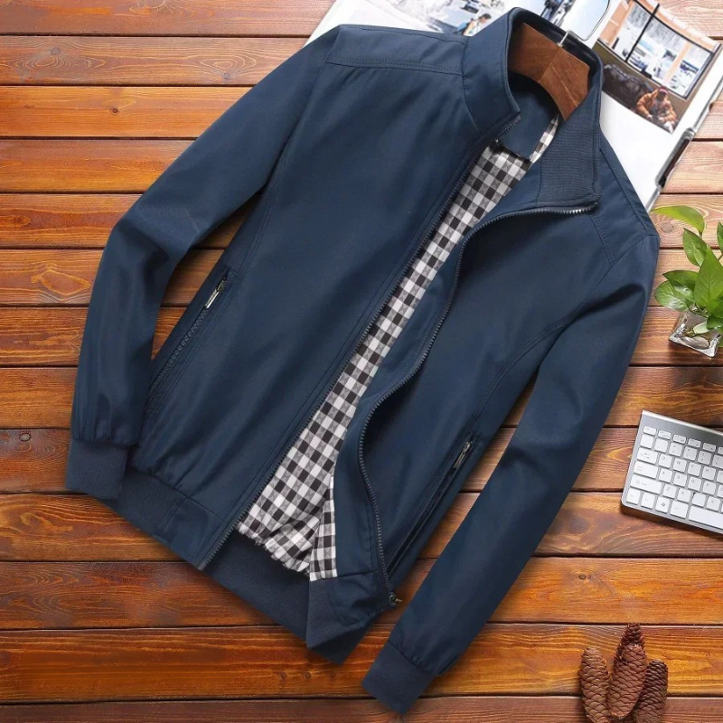 Veste pour homme automne coupe classique coupe-vent en polyester avec col montant Séverin