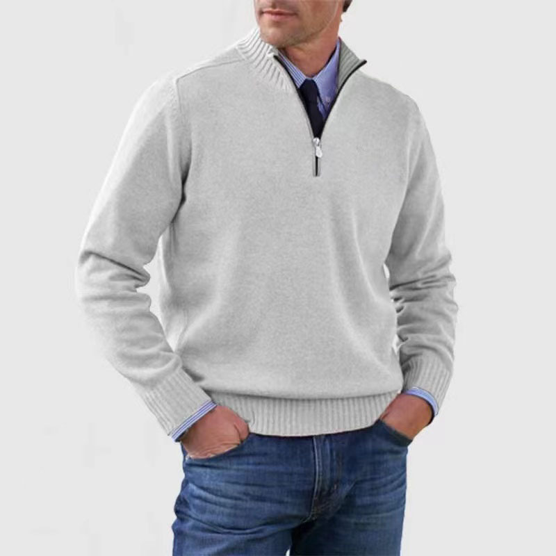 Pull demi-zip pour homme doux et chaud en maille coupe classique Lucien