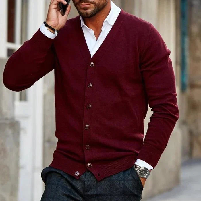 Cardigan à boutons pour homme automne élégant doux en coton avec coupe ajustée Lucien