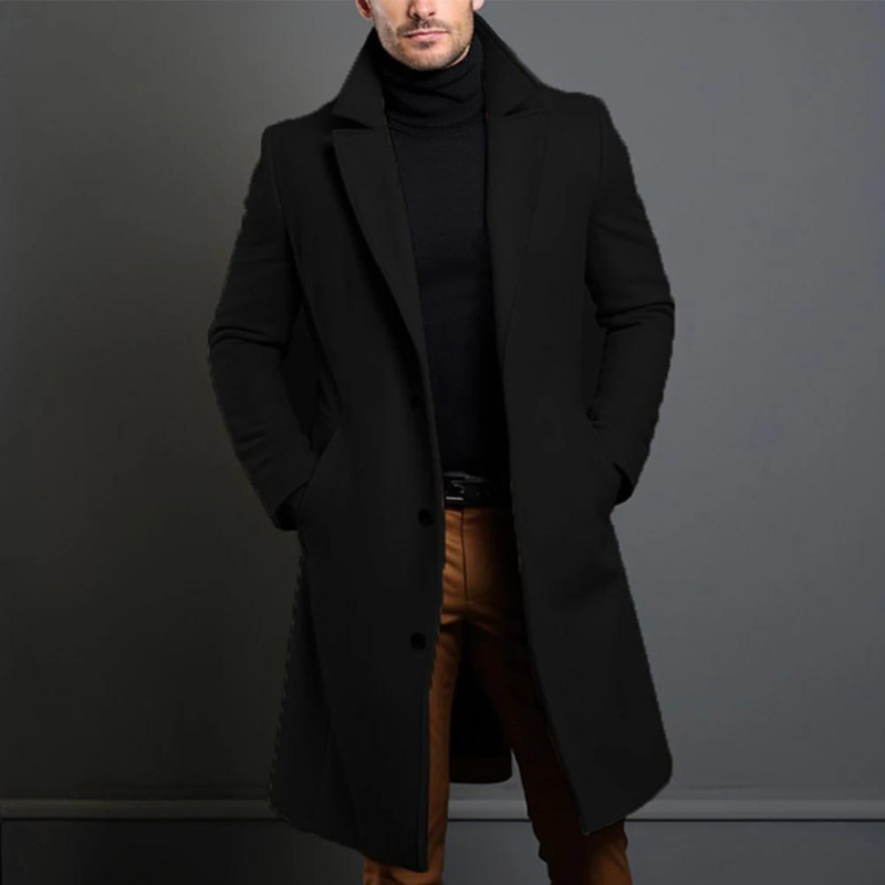 Manteau en laine pour homme automne chaud élégant en mélange de laine avec coupe ajustée Sébastien