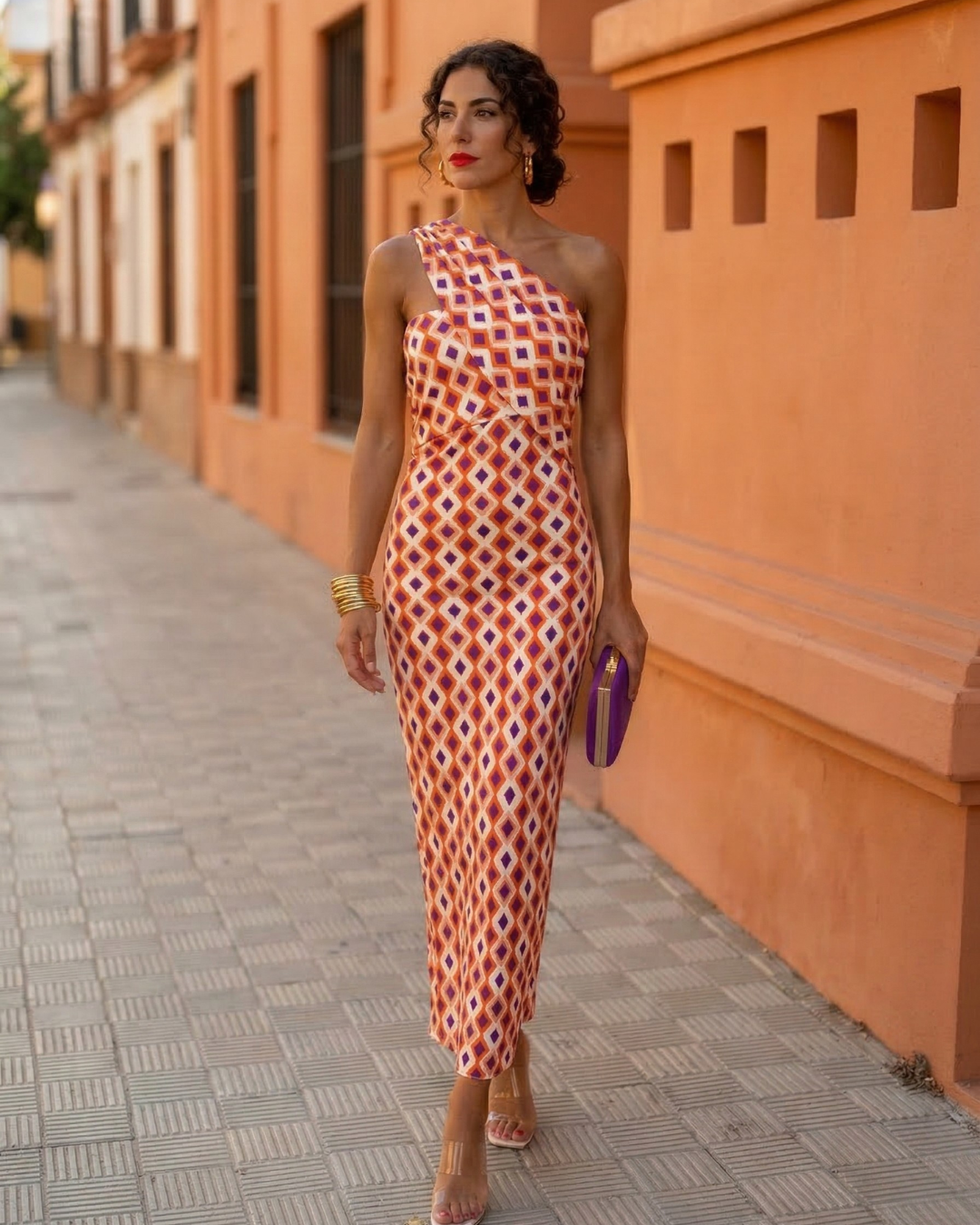Adèle – Robe midi d'été asymétrique à une épaule femme