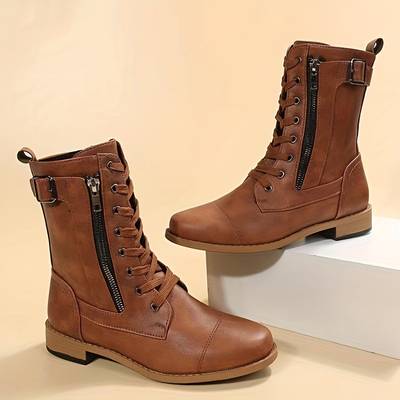Zoé – Bottes femme à lacets et fermeture éclair