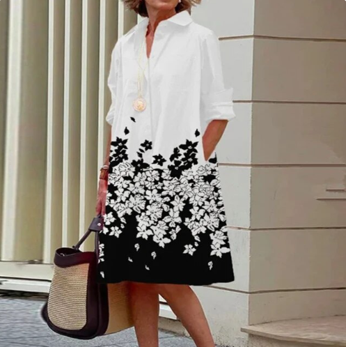 Robe-chemise d'été pour femme unie à manches courtes avec confort léger et élégance décontractée