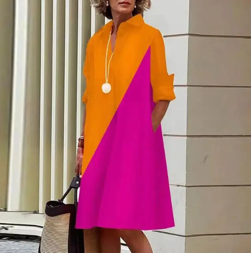Robe-chemise d'été pour femme unie à manches courtes avec confort léger et élégance décontractée