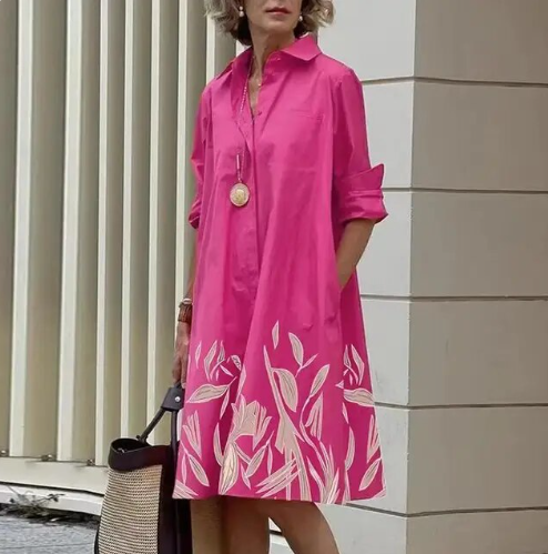 Robe-chemise d'été pour femme unie à manches courtes avec confort léger et élégance décontractée