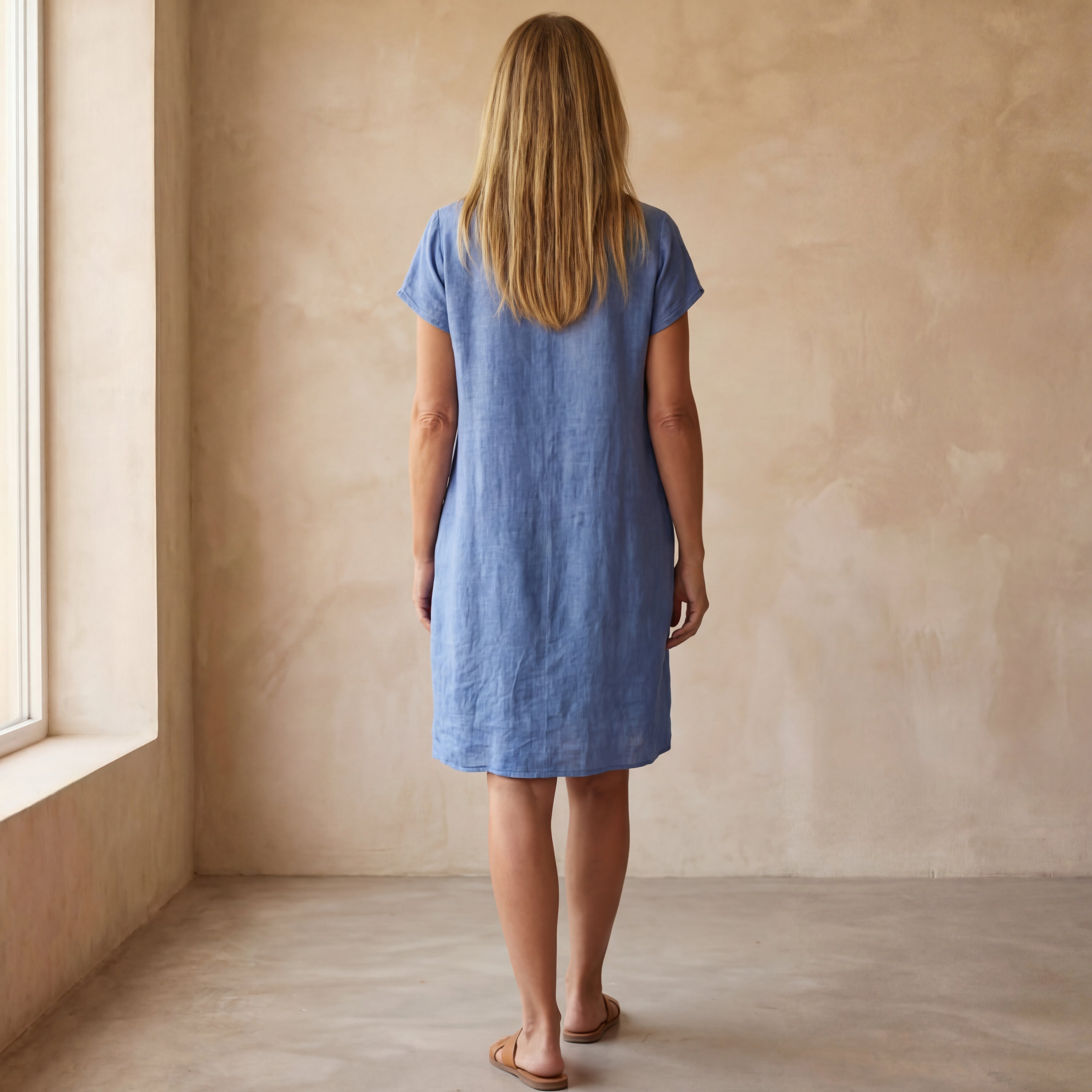 Robe bohème en coton à décolleté rond et manches courtes