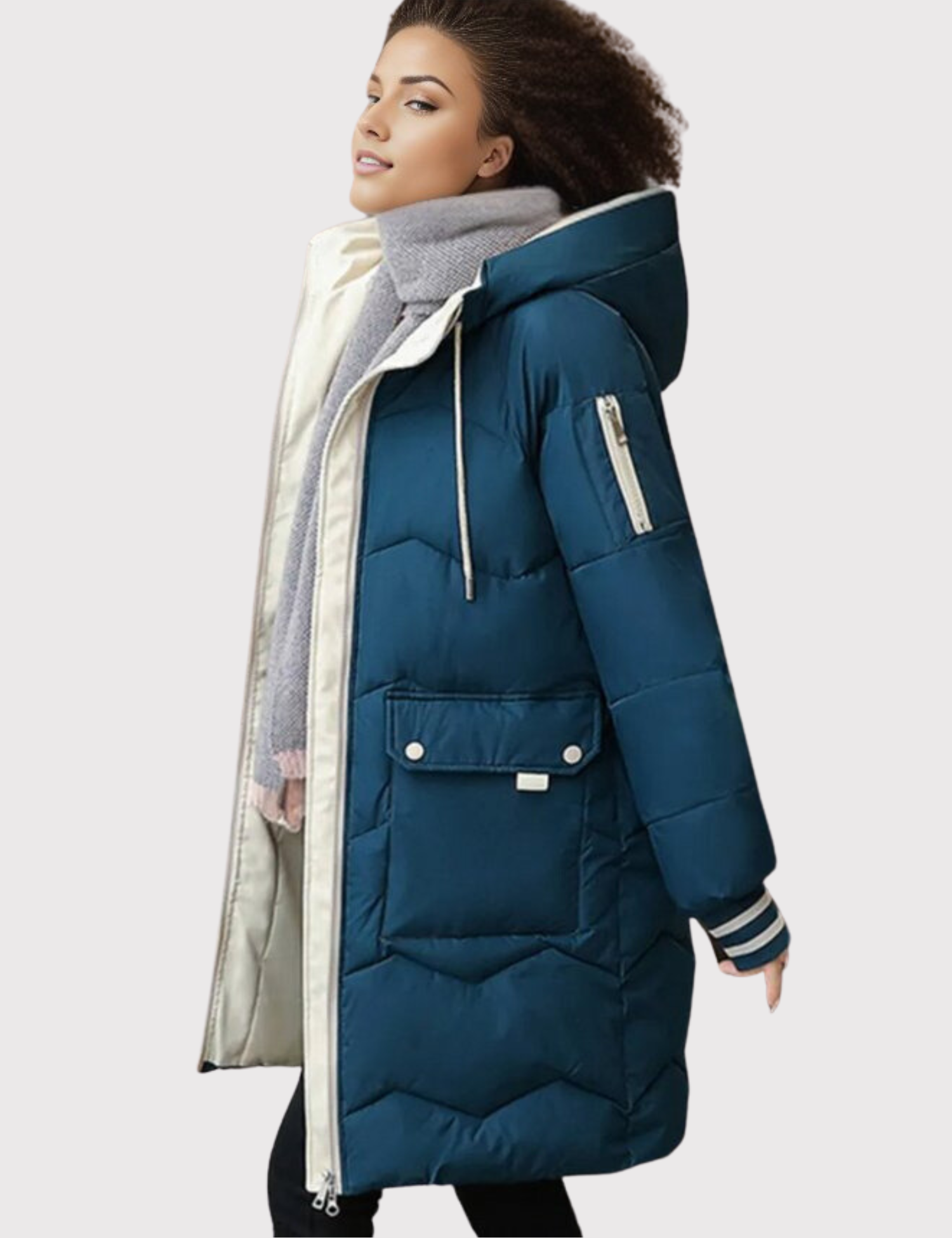 Félicia – Long manteau d’hiver chaud à capuche femme