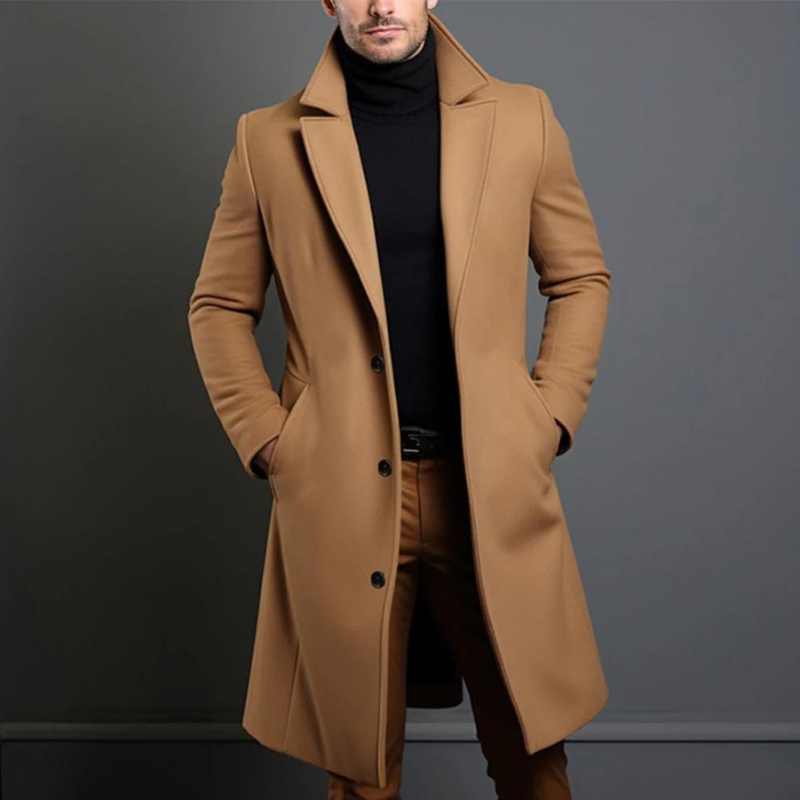 Manteau en laine pour homme automne chaud élégant en mélange de laine avec coupe ajustée Sébastien