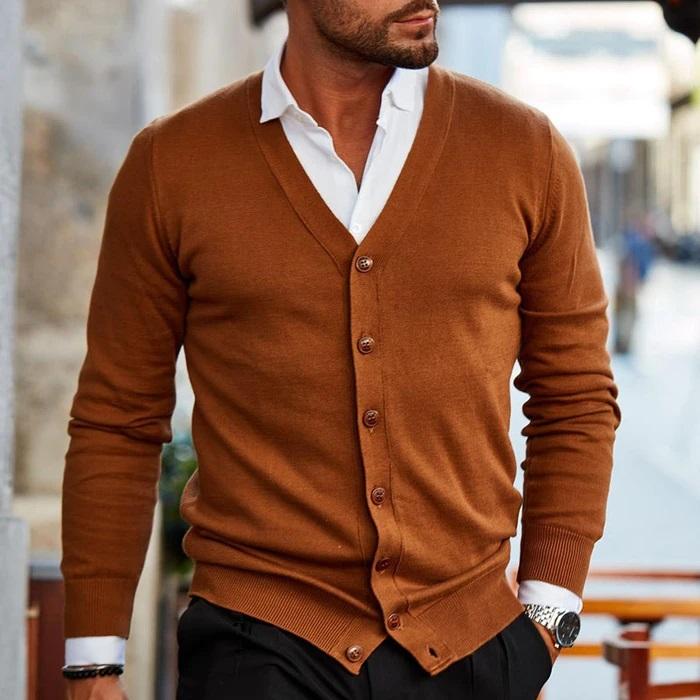 Cardigan à boutons pour homme automne élégant doux en coton avec coupe ajustée Lucien