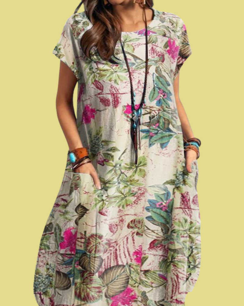 Robe Vintage Fleurie Mi-Longue – Élégance Rétro, Confort Moderne et Style Intemporel