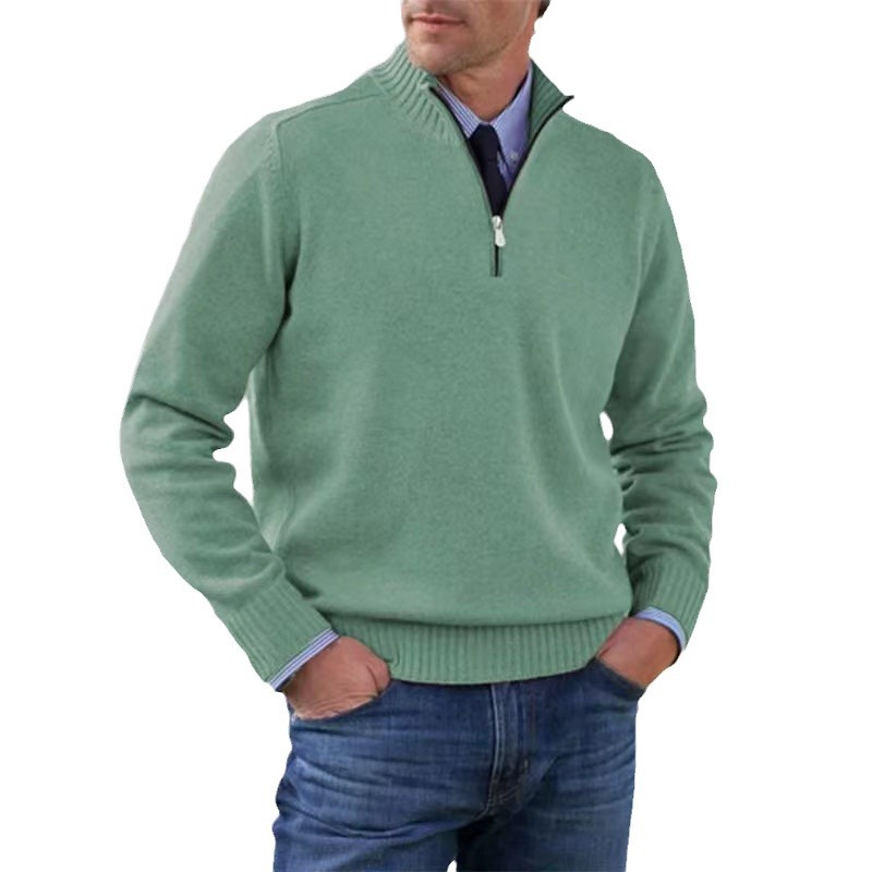 Pull demi-zip pour homme doux et chaud en maille coupe classique Lucien