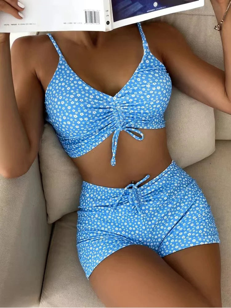 Bikini taille haute à imprimé fleuri – fraîcheur estivale et confort assuré