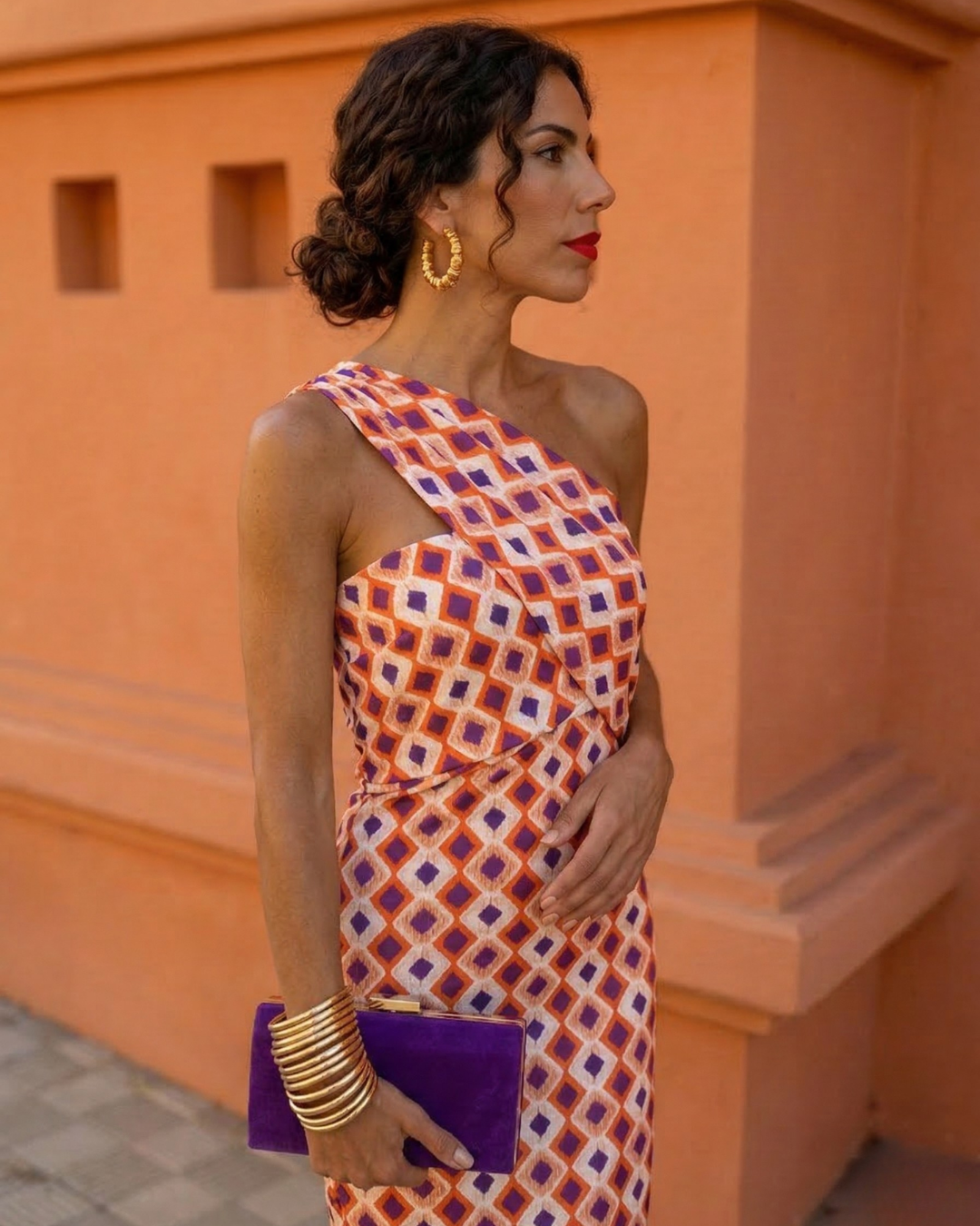 Adèle – Robe midi d'été asymétrique à une épaule femme