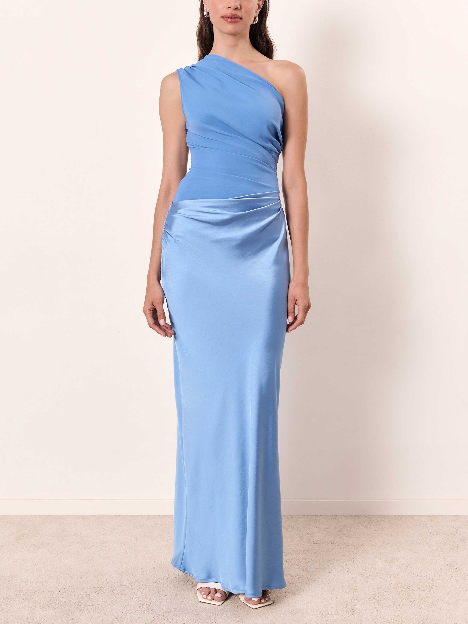 Garance – Robe maxi de soirée élégante plissée à une épaule femme