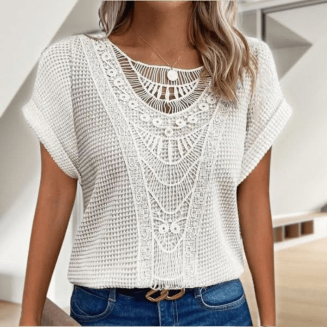 Blouse femme élégante à détails en dentelle