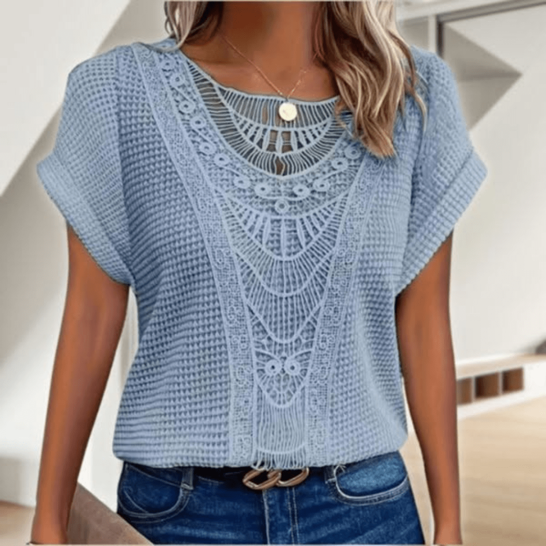 Blouse femme élégante à détails en dentelle