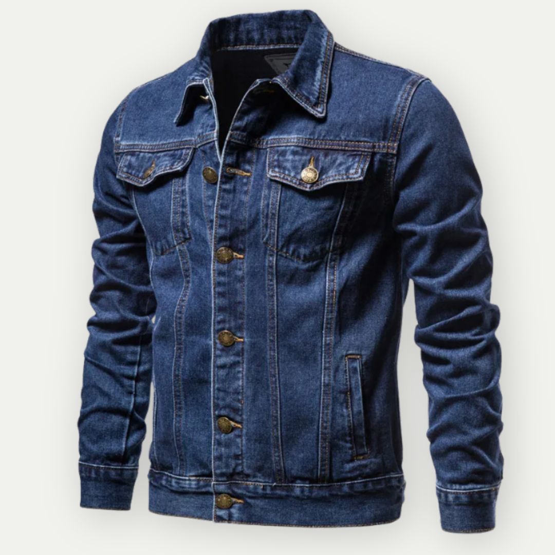 Veste trucker pour homme automne en denim épais avec coupe droite Maxime