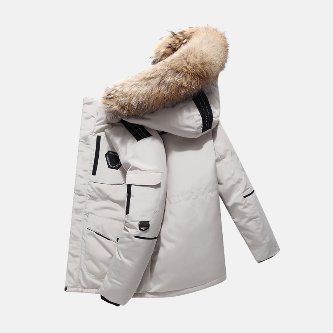 Adrien – Manteau homme hiver avec col en fausse fourrure