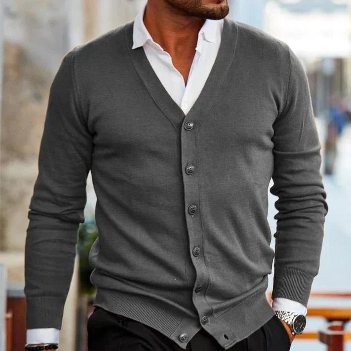 Cardigan à boutons pour homme automne élégant doux en coton avec coupe ajustée Lucien